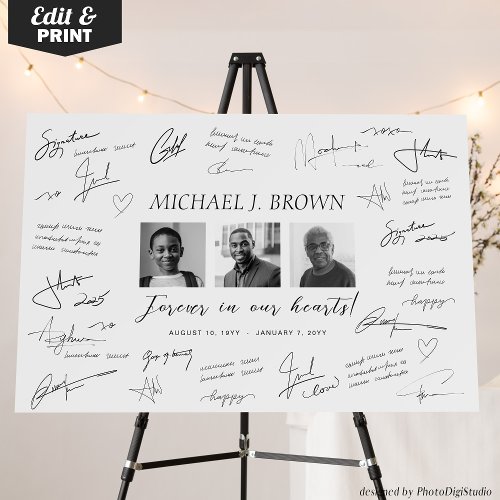 Memorial Signature Board, Photo Funeral Guest Book