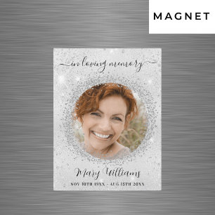 Memorial silver sparkles photo elegant magnet