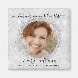 Memorial silver sparkles photo forever love magnet