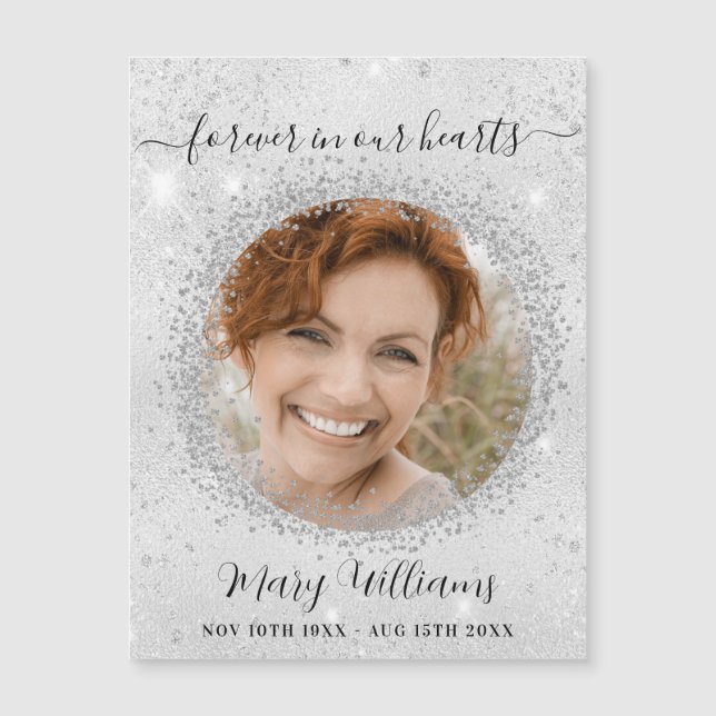 Memorial silver sparkles photo love magnet (Front)