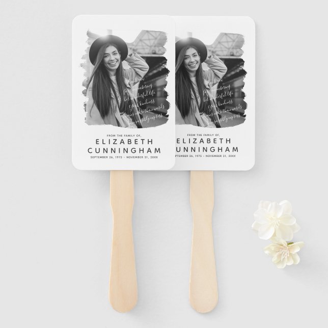 Memorial Simple and Modern Photo Frame Hand Fan (Front and Back)