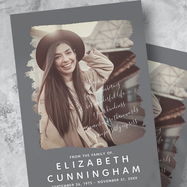 Memorial Simple and Modern Photo Frame Thank You Card (Creator Uploaded)