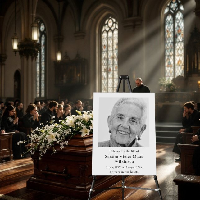 Memorial simple black and white  Modern photo Foam Board (in loving memory photo memorial photo , rememberance of the person thats loved.
)