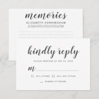 Memorial Simple Cursive Memories Kindly Reply