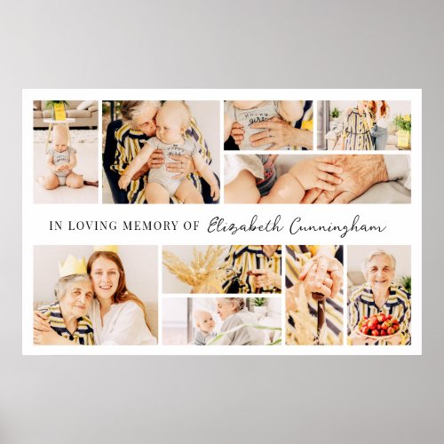 Memorial Simple Minimalist Modern 10 Photo Collage Poster
