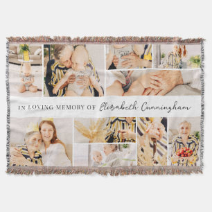 Memorial Simple Minimalist Modern 10 Photo Collage Throw Blanket
