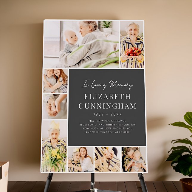 Memorial Simple Minimalist Modern 8 Photo Collage Foam Board (Creator Uploaded)