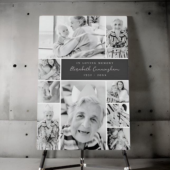 Memorial Simple Minimalist Modern 9 Photo Collage Foam Board (Creator Uploaded)