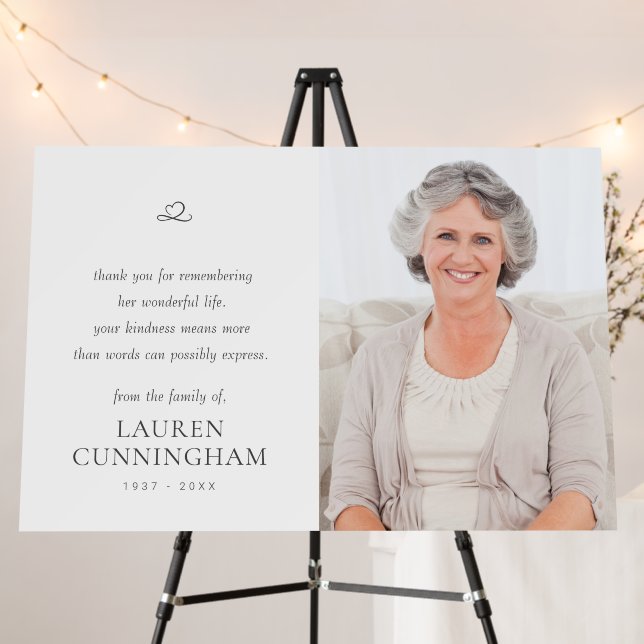 Memorial Simple Minimalist Modern Photo Foam Board (In Situ (Stand))