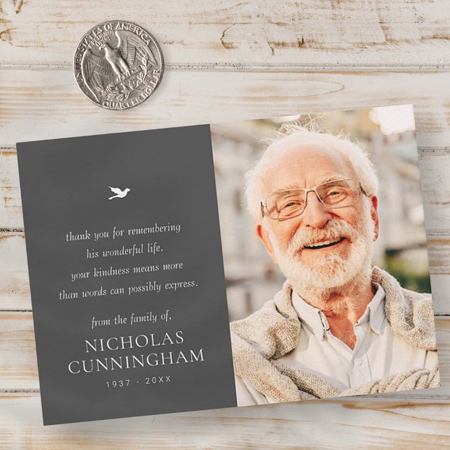 Memorial Simple Minimalist Modern Photo Note Card (Creator Uploaded)