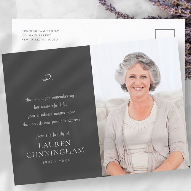 Memorial Simple Minimalist Modern Photo Postcard (Creator Uploaded)