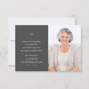 Memorial Simple Minimalist Modern Photo Thank You Card