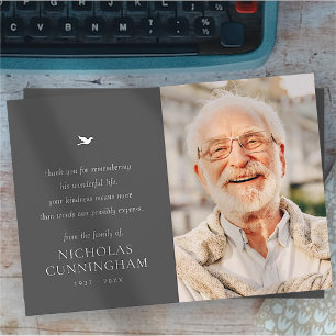 Memorial Simple Minimalist Modern Photo Thank You Card