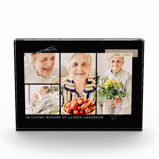 Memorial Simple Modern 4 Grid Photo Block (Front)