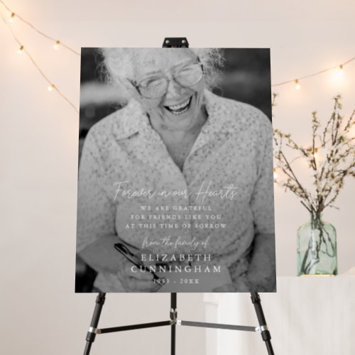 Memorial Simple Modern Forever in our Hearts Photo Foam Board