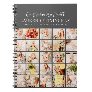 Memorial Simple Modern Minimalist 25 Photo Collage Notebook