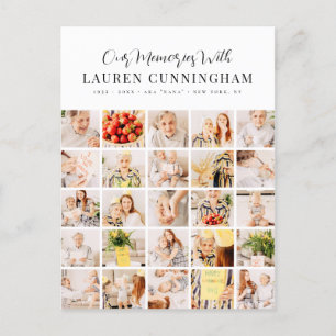 Memorial Simple Modern Minimalist 25 Photo Collage Postcard