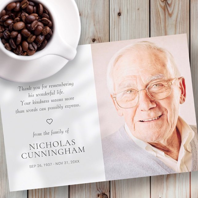 Memorial Simple Modern Photo Thank You Card (Creator Uploaded)