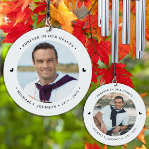 Memorial Simple Remembrance Personalized 2 Photo Wind Chime