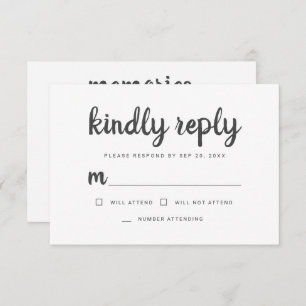 Memorial Simple Written Memories Kindly Reply RSVP Card