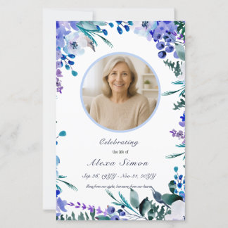 Memorial Soft Blue Floral Funeral program