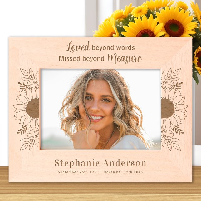 Memorial Sunflower Floral Custom Wooden Picture Engraved Frames (Creator Uploaded)