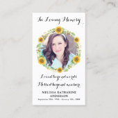 Memorial Sunflower Floral Funeral Prayer Card 