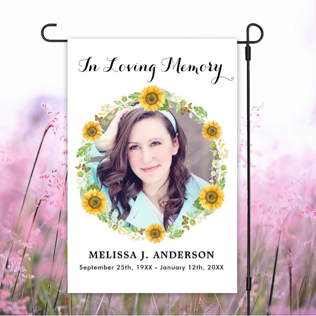 Memorial Sunflower Photo Grave Site Cemetery Garden Flag (Creator Uploaded)
