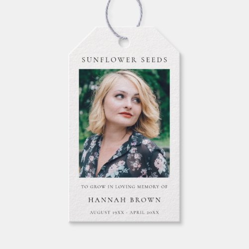 Memorial Sunflower Seeds  Elegant Chic Funeral Gift Tags