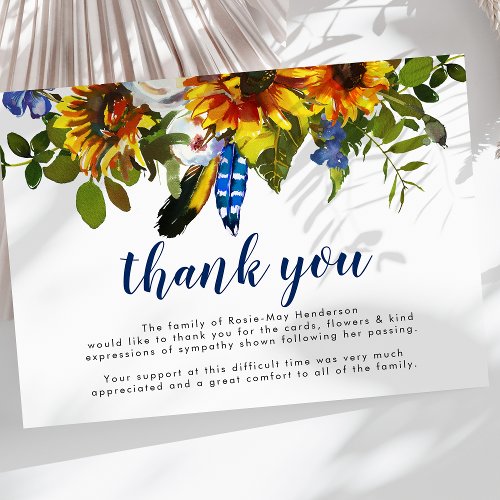 Memorial Sunflowers Funeral Thank You Card