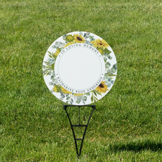 Memorial Sunflowers Greenery 2 Photo Cemetery Sign (Insitu)