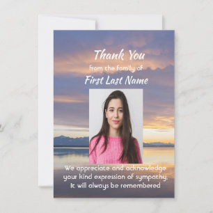Memorial Sunset Evening Sky Dusk heaven  Thank you Card
