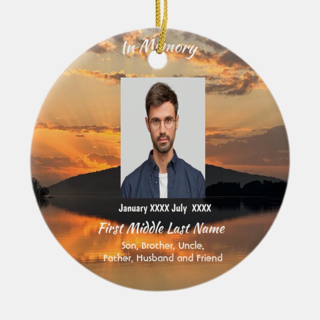 Memorial  Sunset Water Reflection Sky Cloud  Ceramic Ornament (Front)