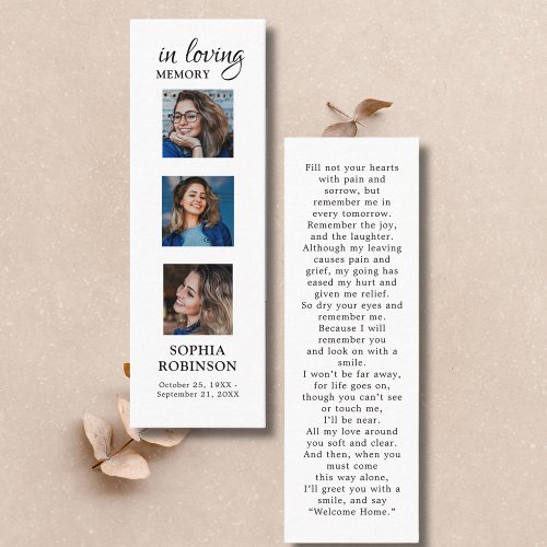Memorial Sympathy 3 Photo Funeral Prayer Bookmark