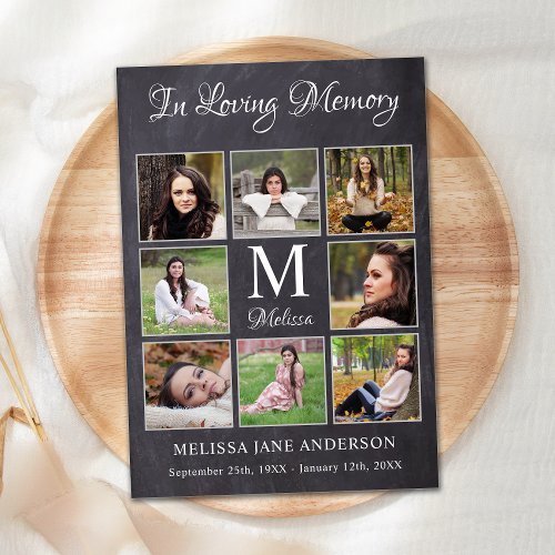 Memorial Sympathy 8 Photo Collage Funeral  Thank You Card