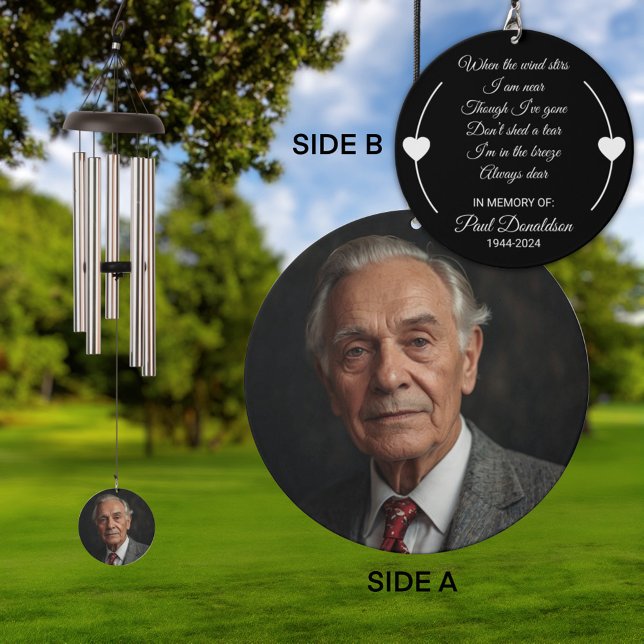Memorial Sympathy Custom Photo and Text Wind Chime (Creator Uploaded)