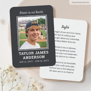 Memorial Sympathy Funeral Card Modern Photo Gray