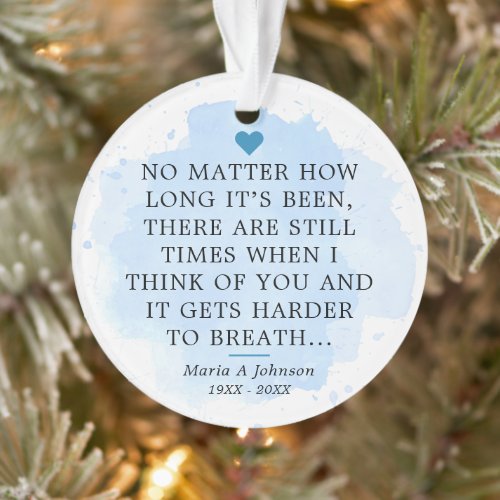 Memorial Sympathy Keepsake Saying Photo Acrylic Ornament