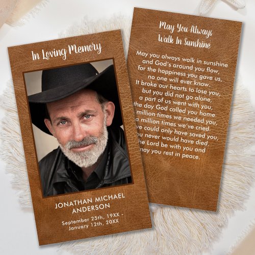 Memorial Sympathy Leather Funeral Prayer Card