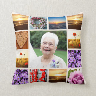 Memorial Sympathy Photo Collage Keepsake Throw Pillow