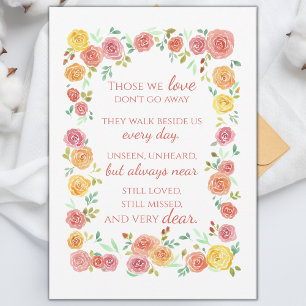 Memorial Sympathy Poem with Roses Frameable