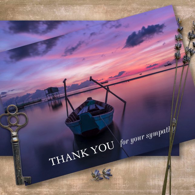 Memorial Sympathy Sunrise Funeral Thank You Card (Sympathy Photo Celebration of Life, In Loving Memory, Forever in our Hearts Funeral thank you cards)