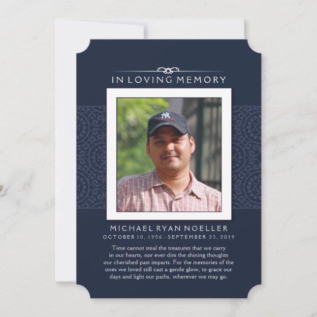 Memorial Thank You Deep Blue Photo PERHAPS POEM Invitation (Front)