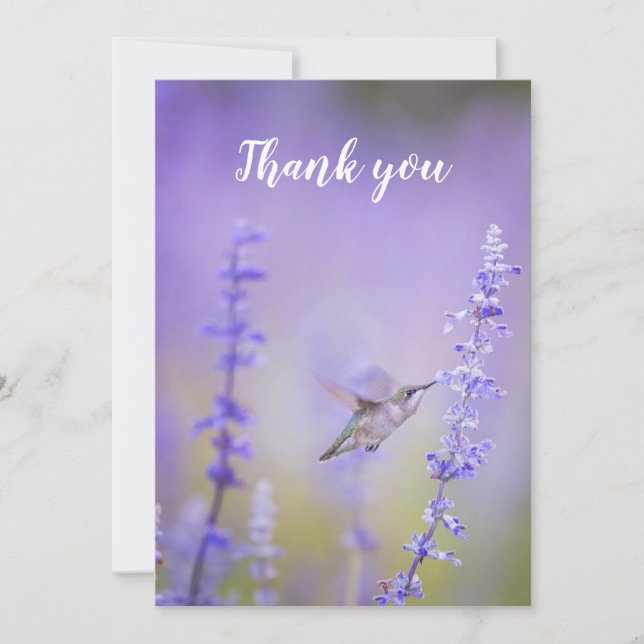 Memorial Thank You Hummingbird Lavender Invitation (Front)