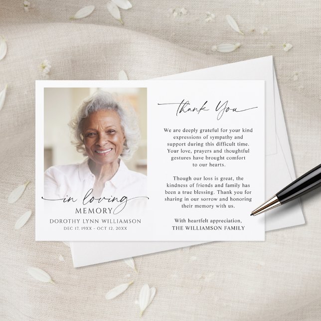 Memorial Thank You In Loving Memory Photo Card (Creator Uploaded)