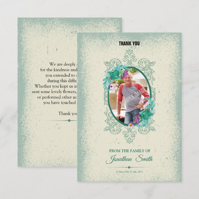 Memorial Thank You Photo Card (Front/Back)