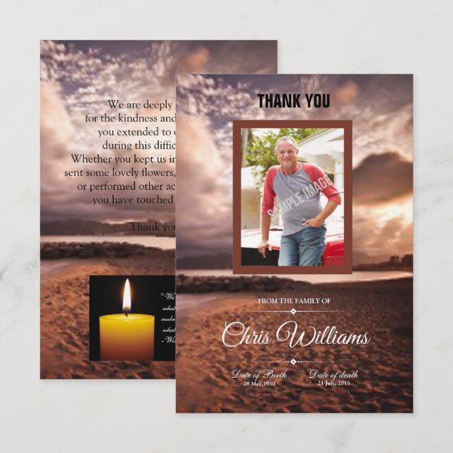 Memorial Thank You Photo Card (Front/Back)
