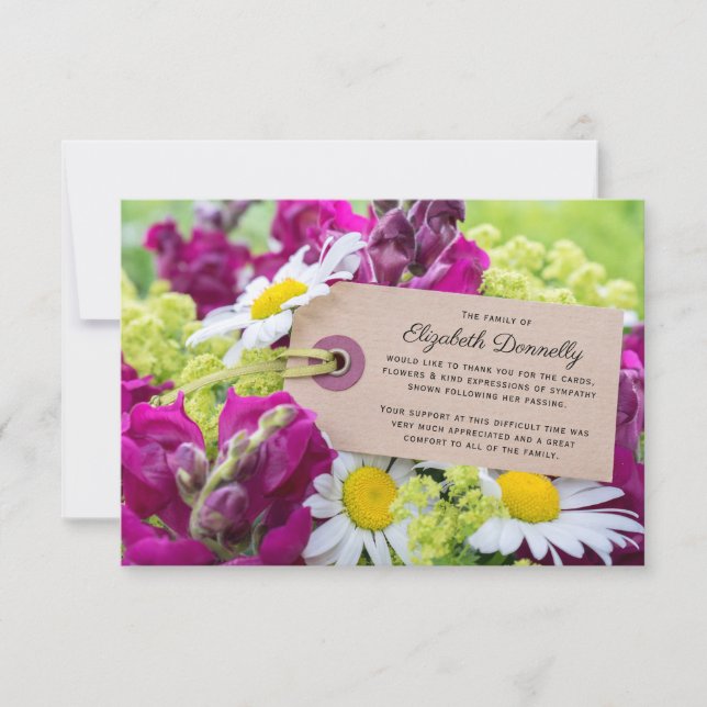 Memorial Thank You | Purple Snapdragon & Daisy Card (Front)