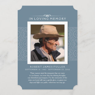 Memorial Thank You Royal Blue Photo Invitation