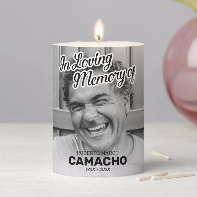 Memorial This Burns Photo Pillar Candle (In Situ)